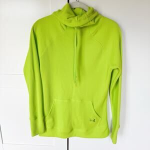 Under Armour Neon Running Pullover SMALL Waffle Knit Funnel Neck Lime Neon Green